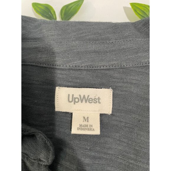 UpWest Womens Long Sleeve Collared Shirt M 100% Cotton Charcoal Gray - Picture 5 of 9